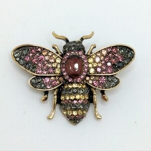 Rose Gold Crystal Rhinestone Bee Brooch